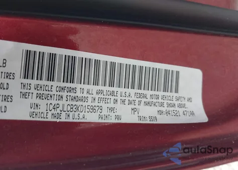 2019 Jeep Cherokee Latitude Fwd из США, поврежденный, VIN 1C4PJLCB3KD159679